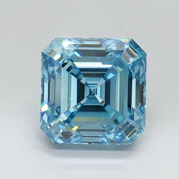 1.01 Ct. Fancy Vivid Malibu Blue Asscher Lab Grown Diamond