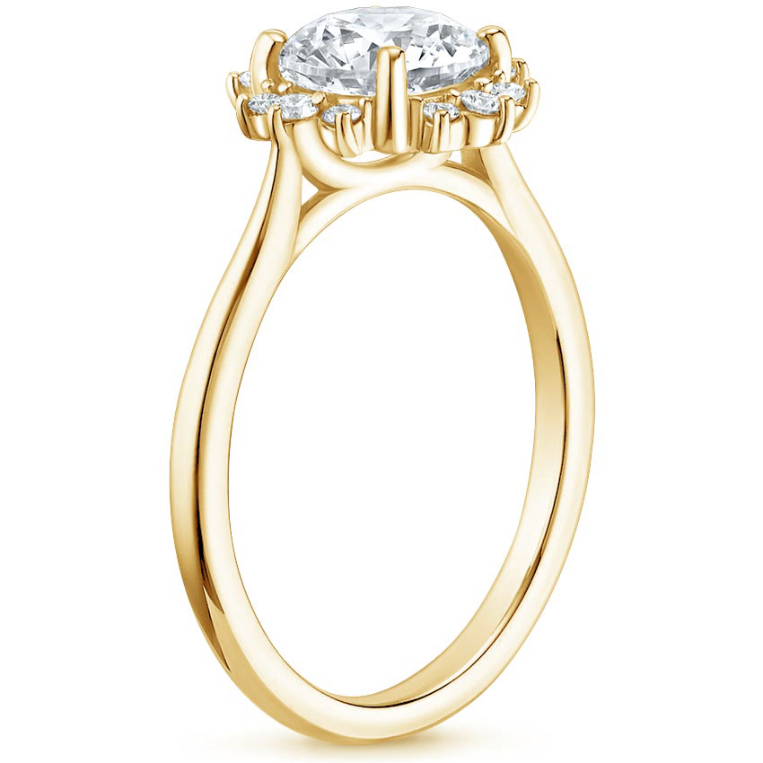 18K Yellow Gold Sol Diamond Ring, large side view