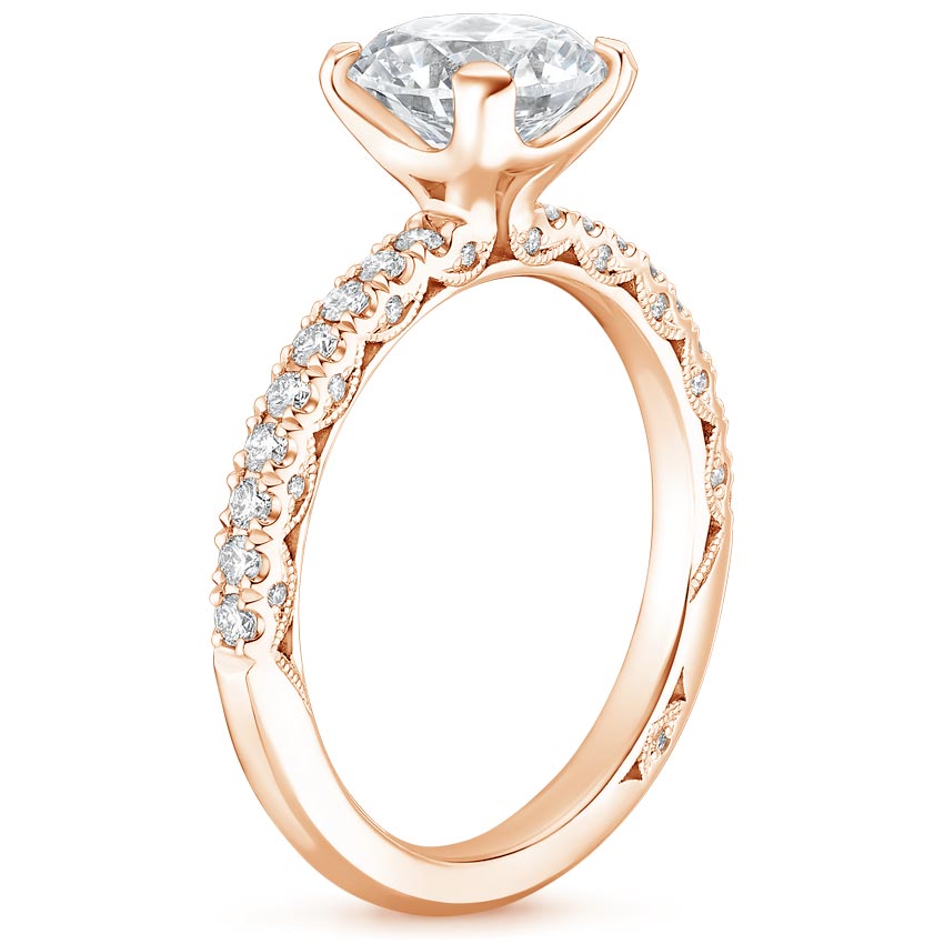 18K Rose Gold Tacori Petite Crescent Diamond Ring, large side view