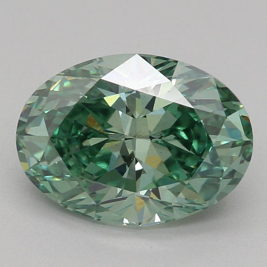 2.09 Ct. Fancy Vivid Green Oval Lab Grown Diamond