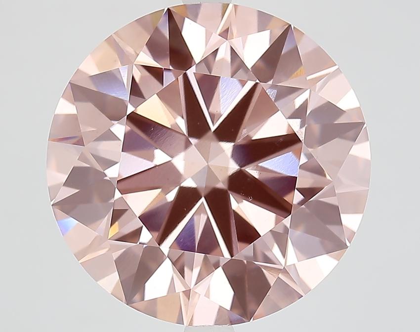 10.01 Ct. Fancy Vivid Brownish Pink Round Lab Grown Diamond