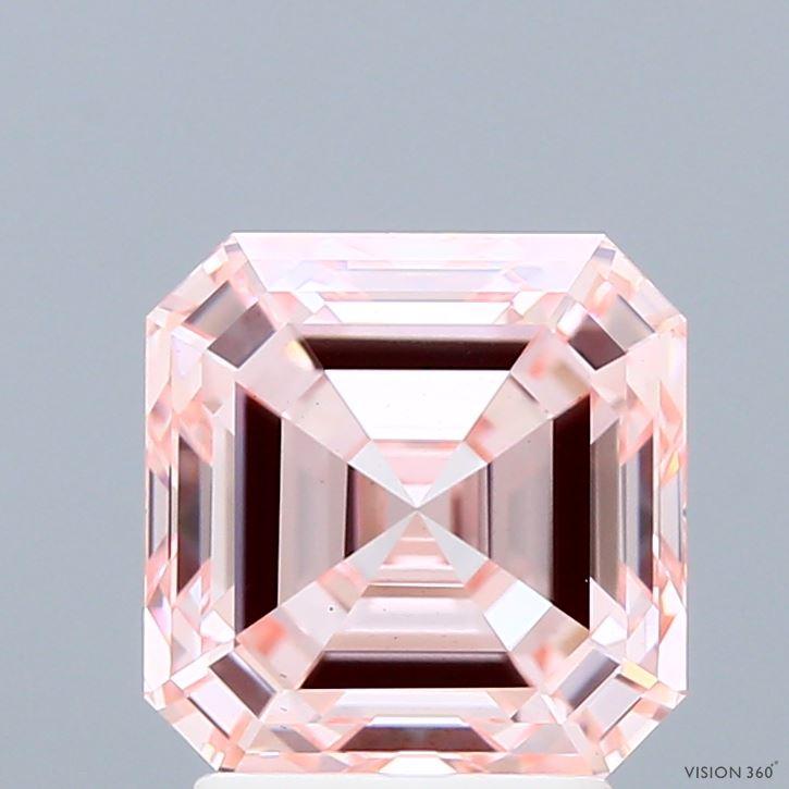 3.04 Ct. Fancy Intense Pink Asscher Lab Grown Diamond