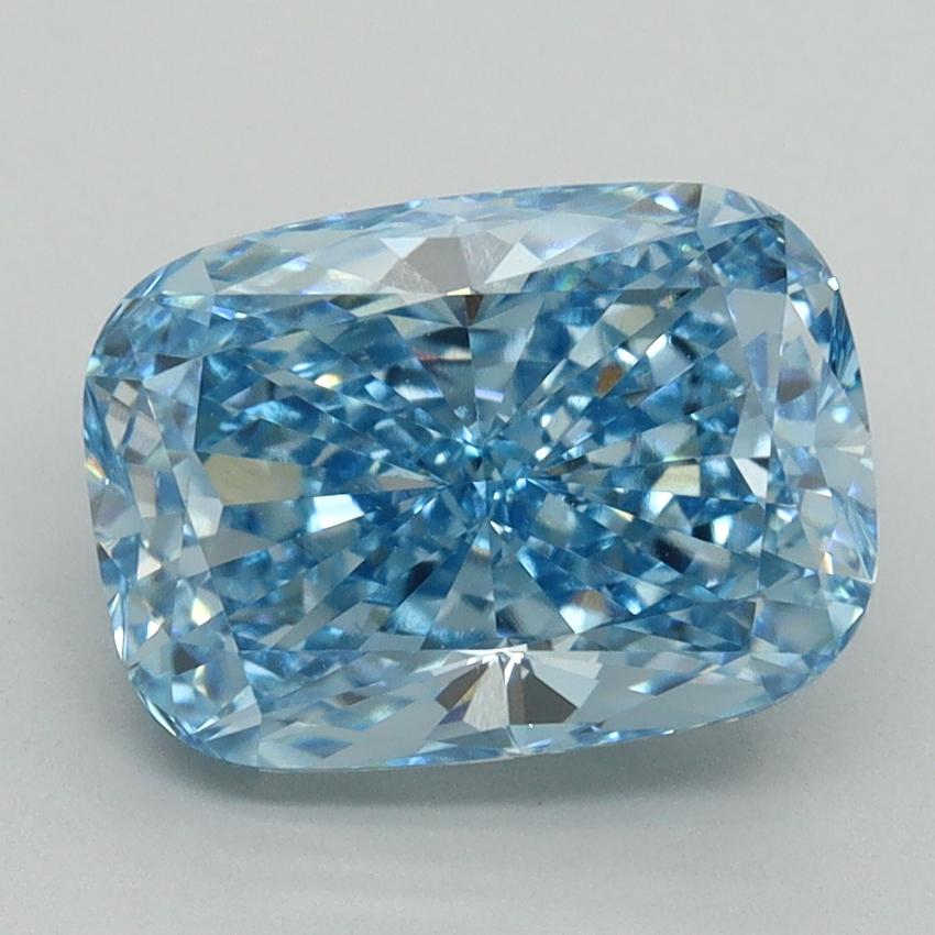 3.15 Ct. Fancy Vivid Blue Cushion Lab Grown Diamond