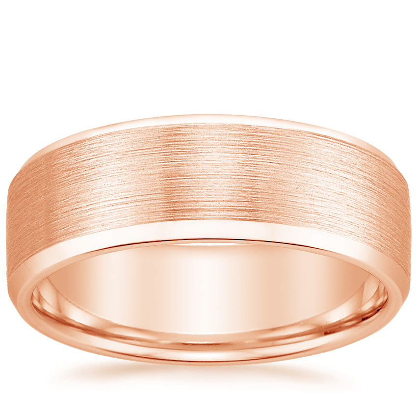 6.5mm Beveled Edge Matte Wedding Ring in 14K Rose Gold