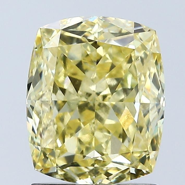 2.04 Ct. Fancy Vivid Yellow Cushion Lab Grown Diamond