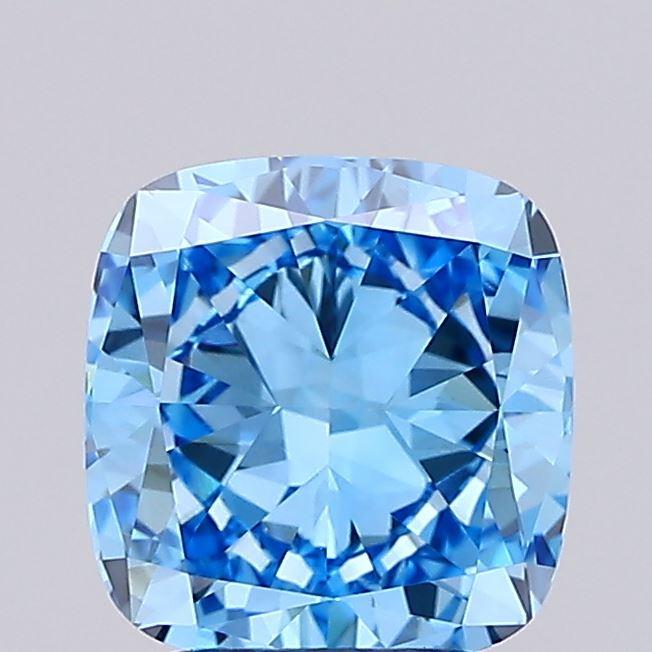 2.03 Ct. Fancy Vivid Blue Cushion Lab Grown Diamond