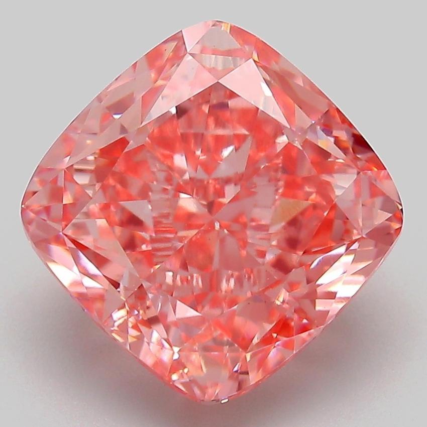 6.09 Ct. Fancy Vivid Pink Cushion Lab Grown Diamond