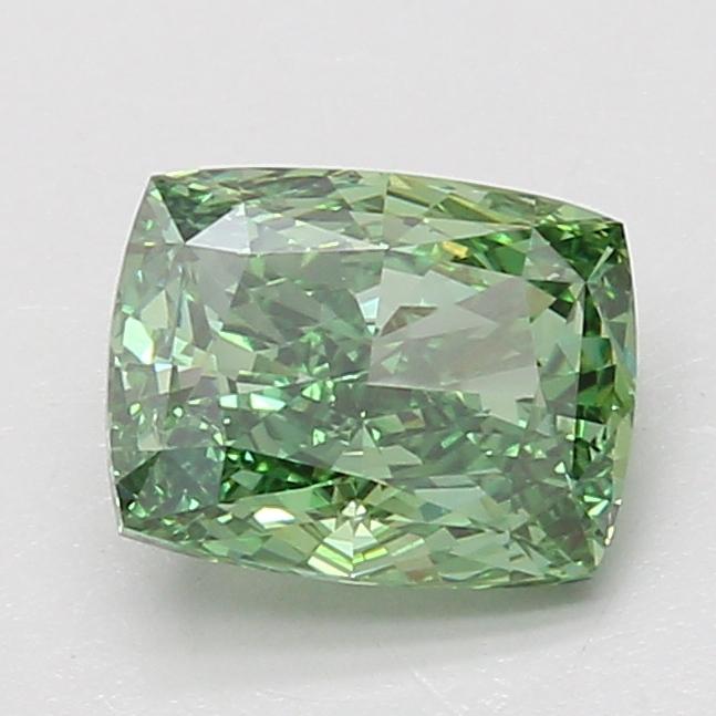 2.10 Ct. Fancy Vivid Green Cushion Lab Grown Diamond