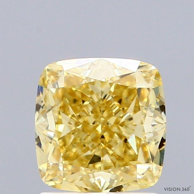 1.72 Ct. Fancy Intense Yellow Cushion Lab Grown Diamond