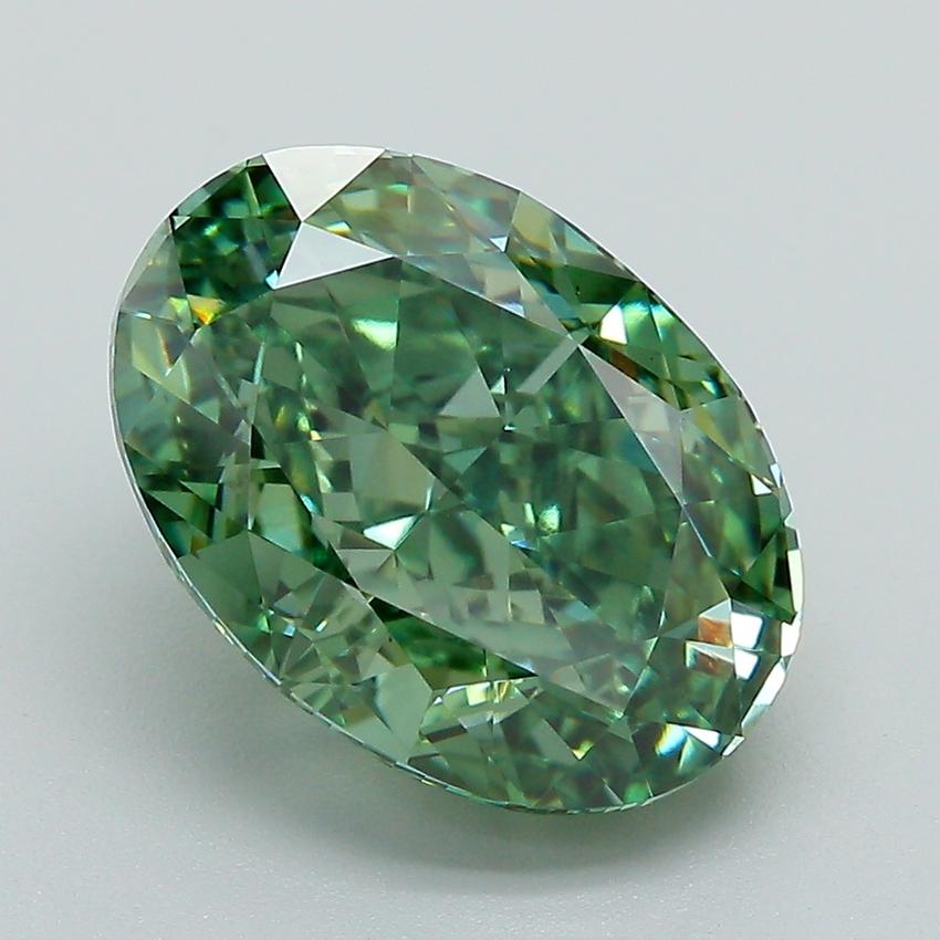 5.31 Ct. Fancy Vivid Green Oval Lab Grown Diamond