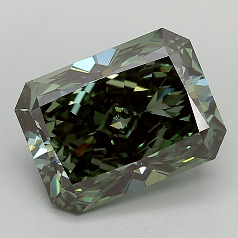 5.02 Ct. Fancy Vivid Greyish Green Radiant Lab Grown Diamond