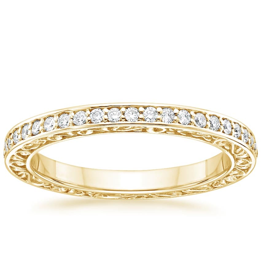 18K Yellow Gold Delicate Antique Scroll Eternity Diamond Ring (2/5 ct. tw.), large top view