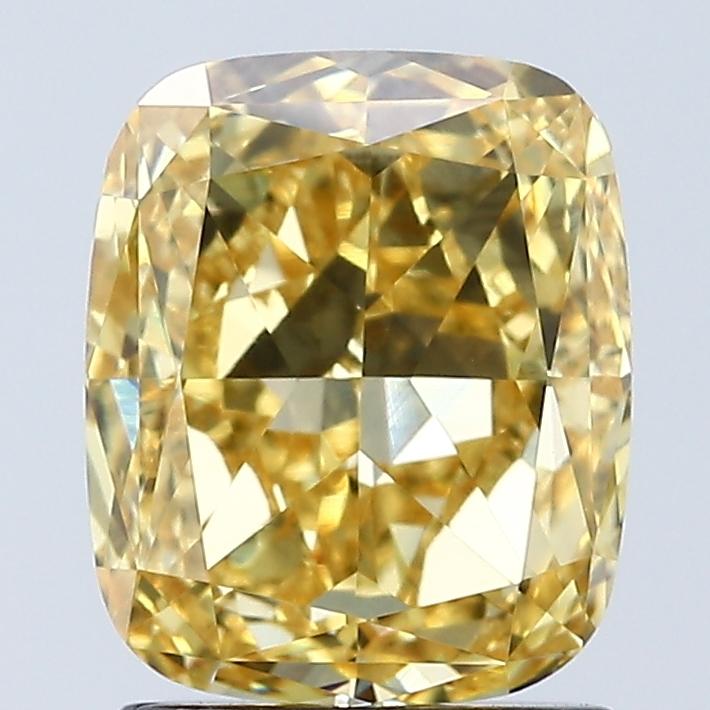 2.01 Ct. Fancy Vivid Yellow Cushion Lab Grown Diamond