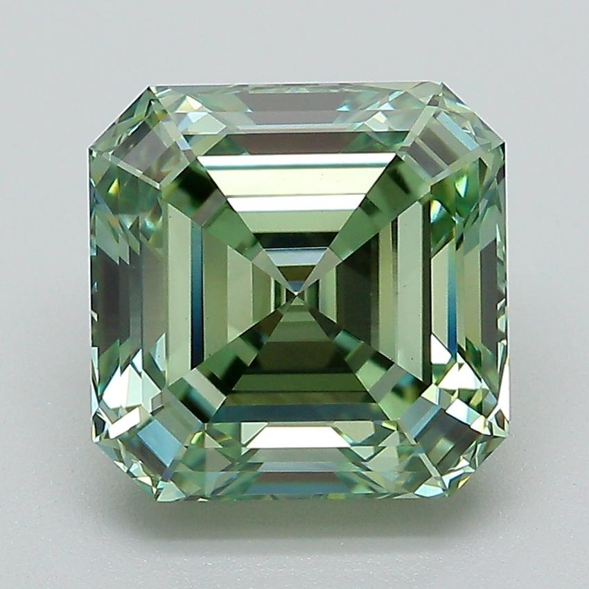 4.15 Ct. Fancy Vivid Green Asscher Lab Grown Diamond