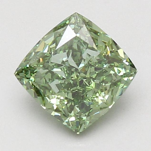 2.10 Ct. Fancy Vivid Green Cushion Lab Grown Diamond