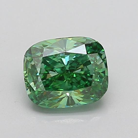 1.12 Ct. Fancy Vivid  Green Cushion Lab Grown Diamond