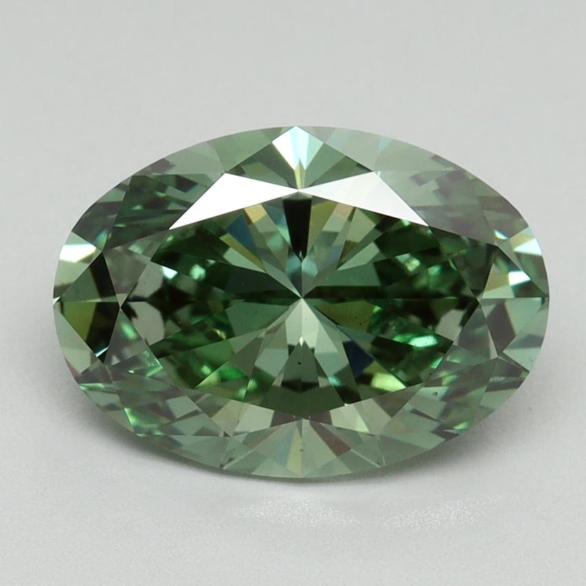 3.10 Ct. Fancy Vivid Green Oval Lab Grown Diamond