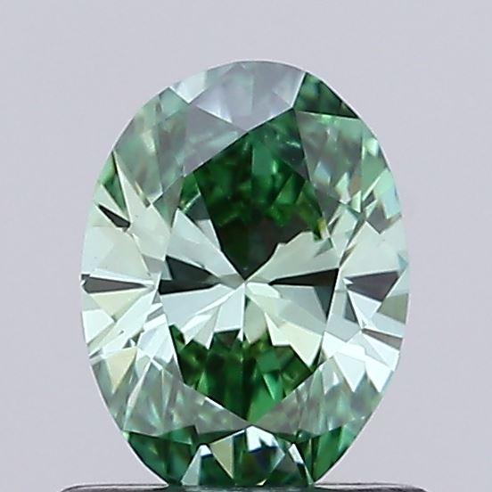 0.66 Ct. Fancy Vivid Green Oval Lab Grown Diamond
