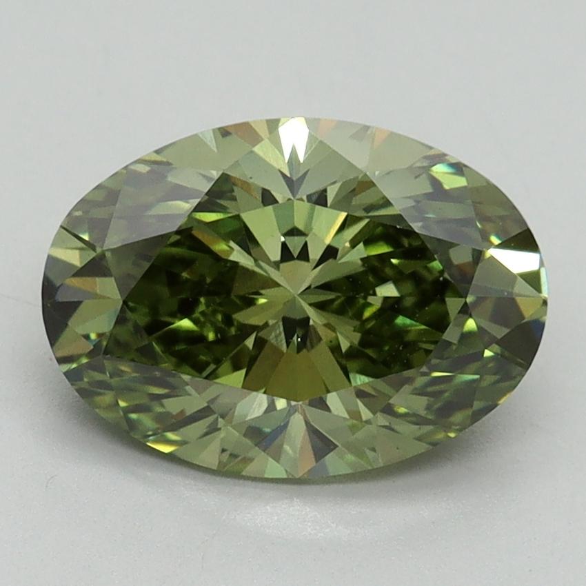 2.17 Ct. Fancy Vivid Green Oval Lab Grown Diamond