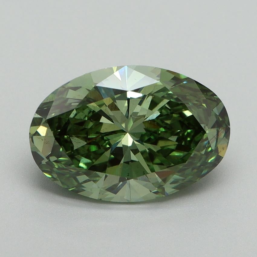 3.02 Ct. Fancy Vivid Green Oval Lab Grown Diamond