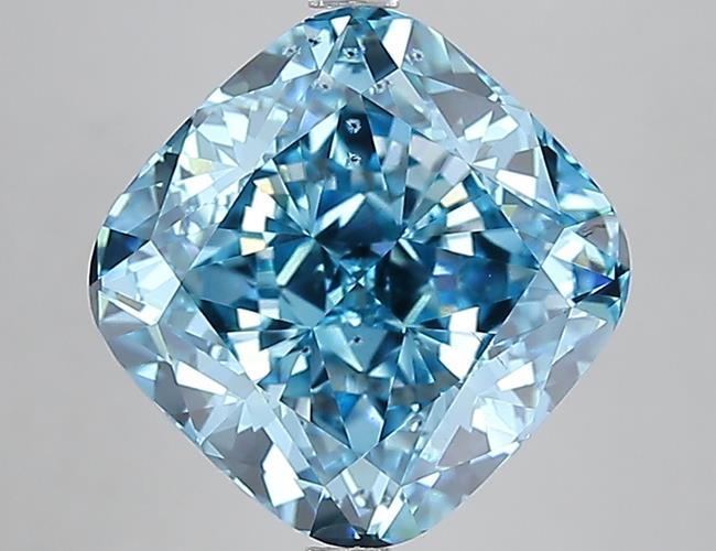 10.00 Ct. Fancy Vivid Blue Cushion Lab Grown Diamond