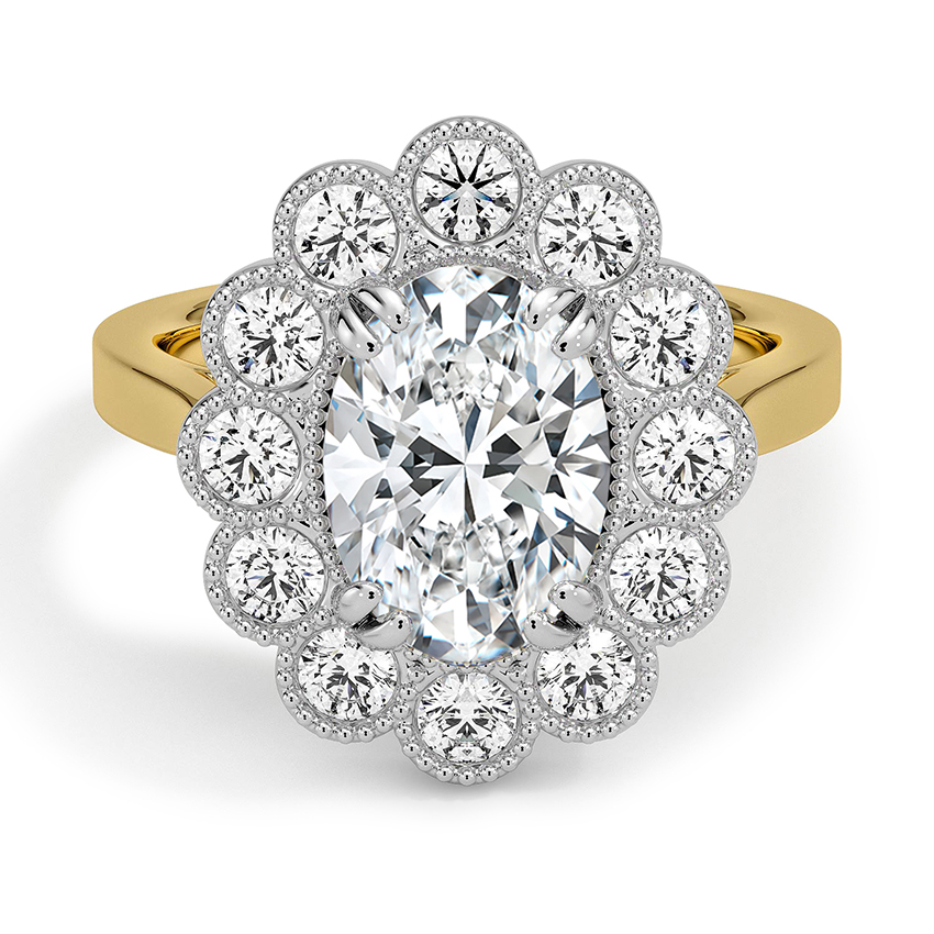 Custom Floral-Inspired Oval Halo Diamond Ring