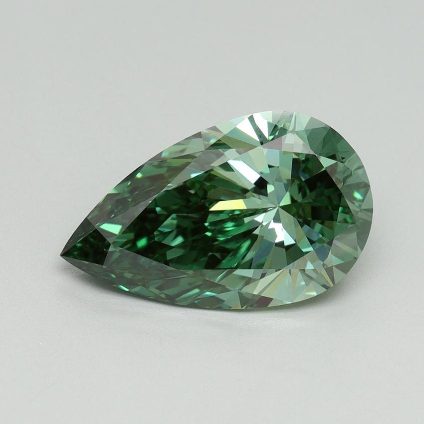 3.07 Ct. Fancy Vivid Green Pear Lab Grown Diamond