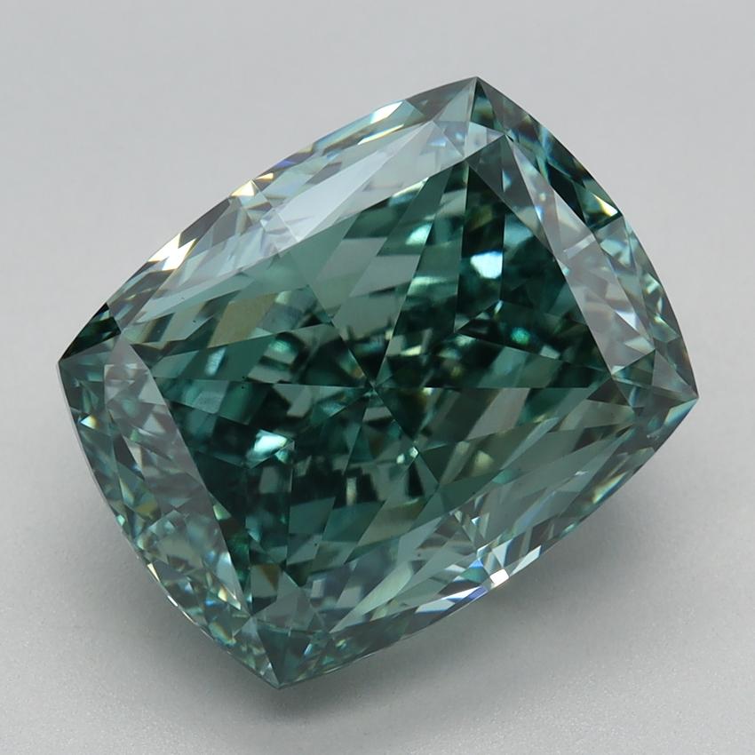 5.58 Ct. Fancy Vivid Green Cushion Lab Grown Diamond