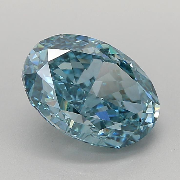 1.86 Ct. Fancy Vivid Greenish Blue Oval Lab Grown Diamond