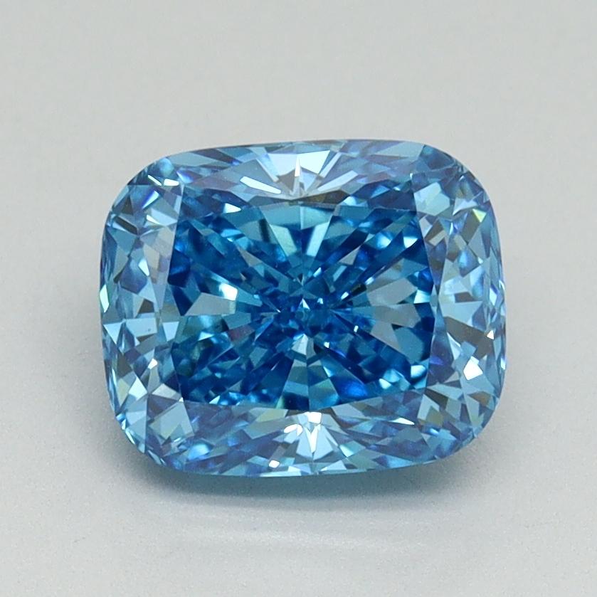 1.77 Ct. Fancy Vivid Blue Cushion Lab Grown Diamond
