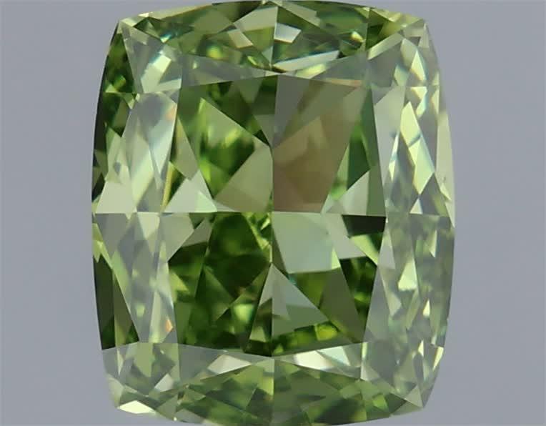 1.24 Ct. Fancy Vivid Green Cushion Lab Grown Diamond
