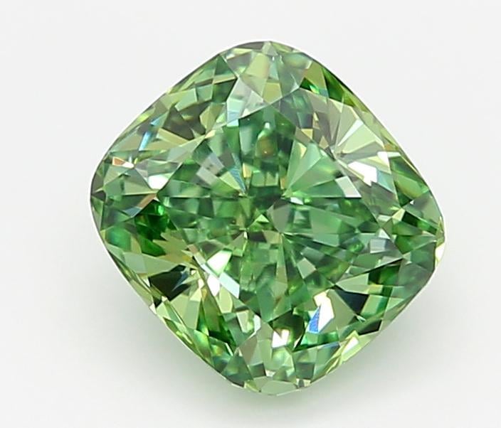 1.04 Ct. Fancy Vivid Green Cushion Lab Grown Diamond