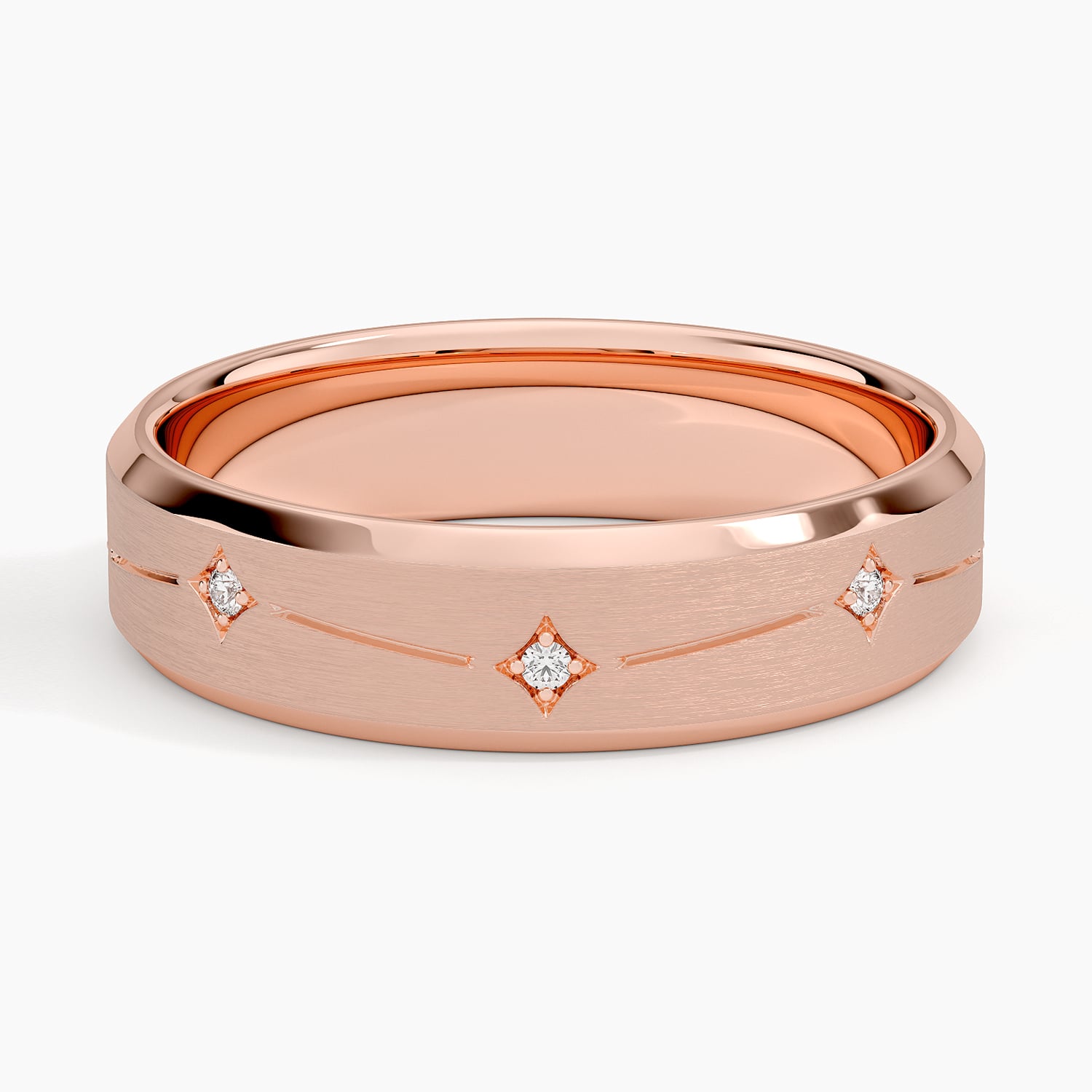 Rose gold diamond engagement ring with surprise diamond details