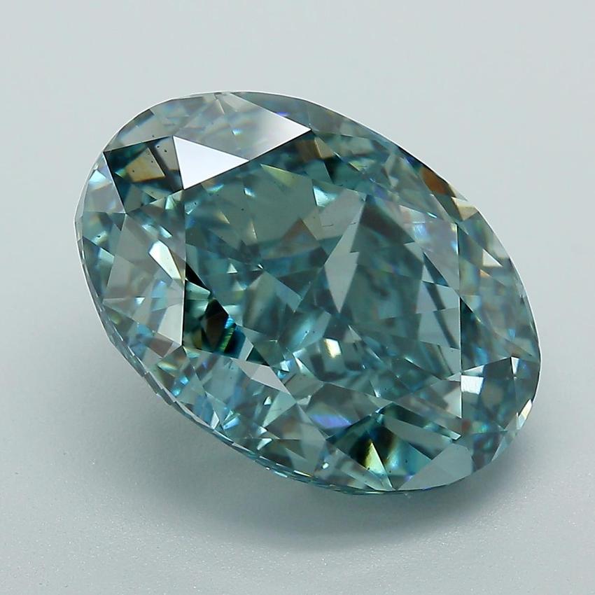 8.07 Ct. Fancy Vivid Bluish Green Oval Lab Grown Diamond
