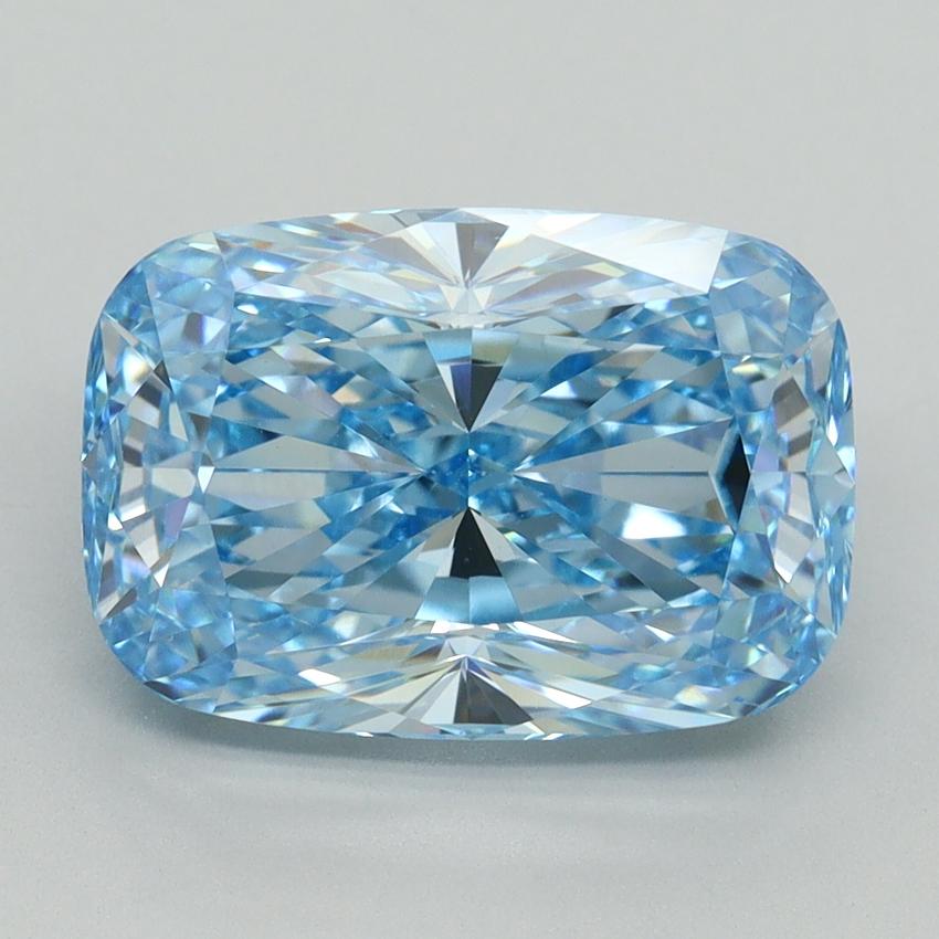 5.06 Ct. Fancy Vivid Blue Cushion Lab Grown Diamond