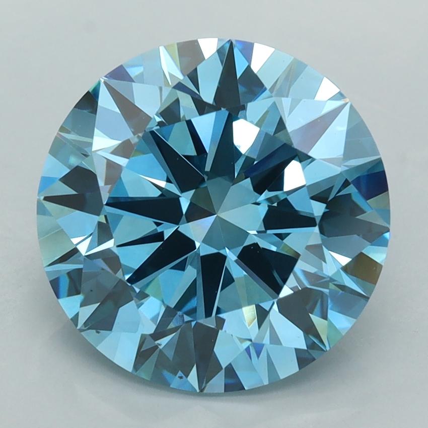 5.05 Ct. Fancy Vivid  Blue Round Lab Grown Diamond