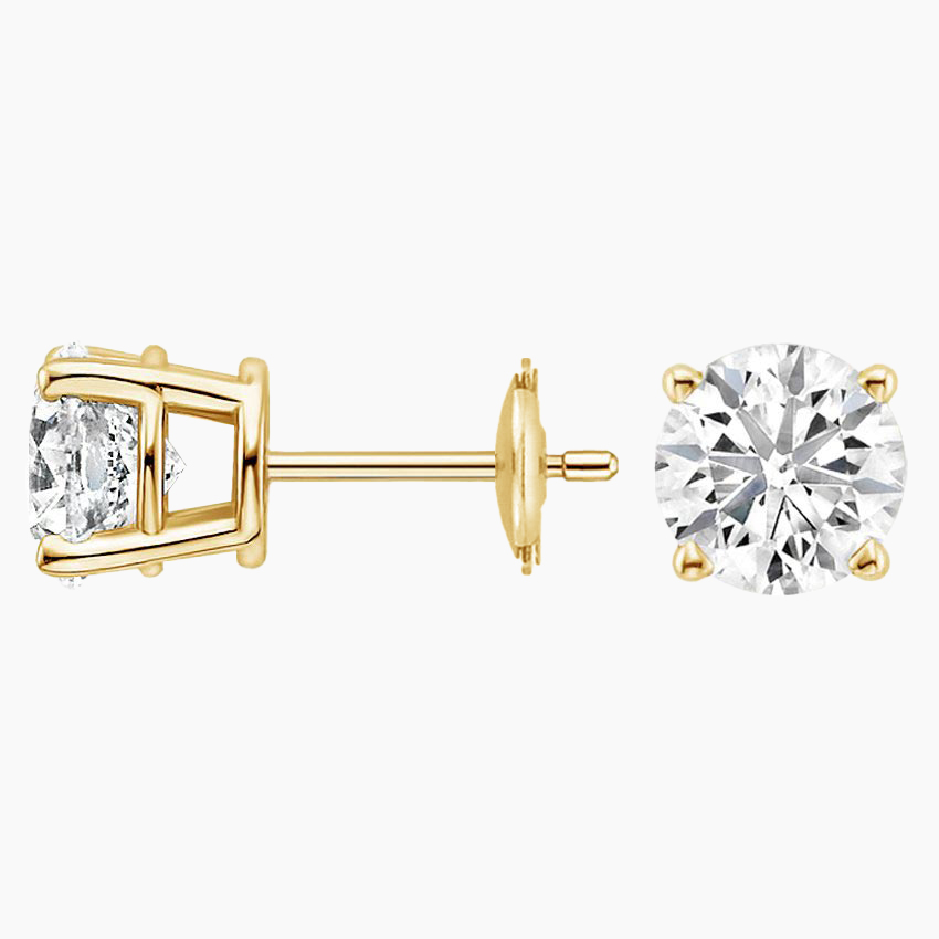 18K Yellow Gold Perfect 4-Prong Certified Lab Diamond Stud Earrings (4 ct. tw.)