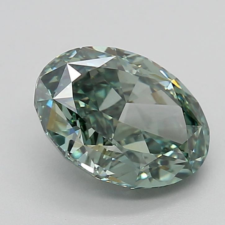 2.58 Ct. Fancy Vivid Bluish Green Oval Lab Grown Diamond