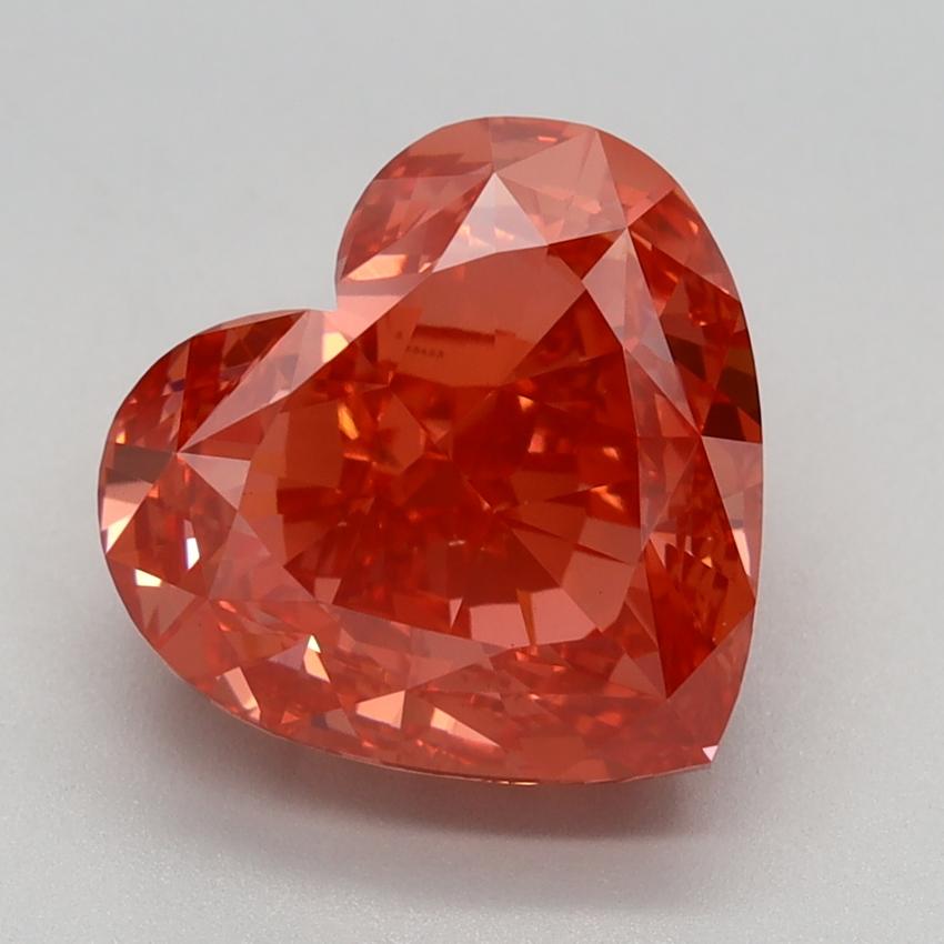 4.12 Ct. Fancy Vivid Orangy Pink Heart Lab Grown Diamond