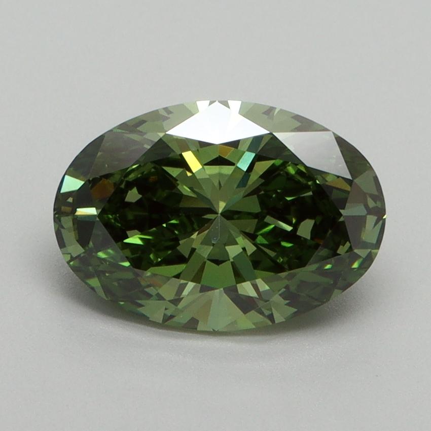 2.08 Ct. Fancy Vivid Green Oval Lab Grown Diamond