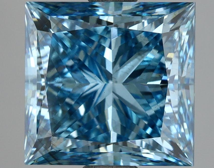 4.06 Ct. Fancy Vivid  Blue Princess Lab Grown Diamond