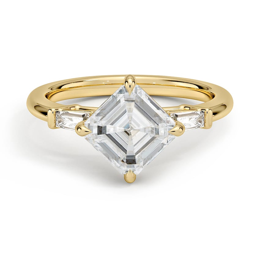 Custom Angled Three Stone Baguette Diamond Ring