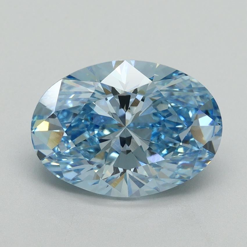 4.06 Ct. Fancy Vivid Blue Oval Lab Grown Diamond