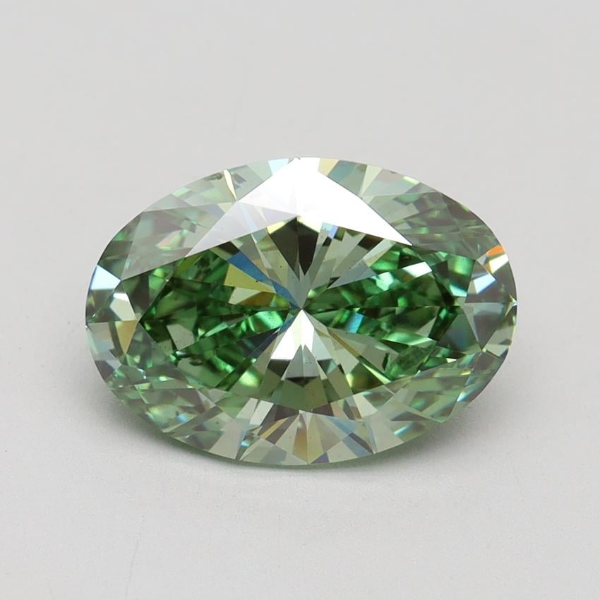 3.01 Ct. Fancy Vivid Green Oval Lab Grown Diamond