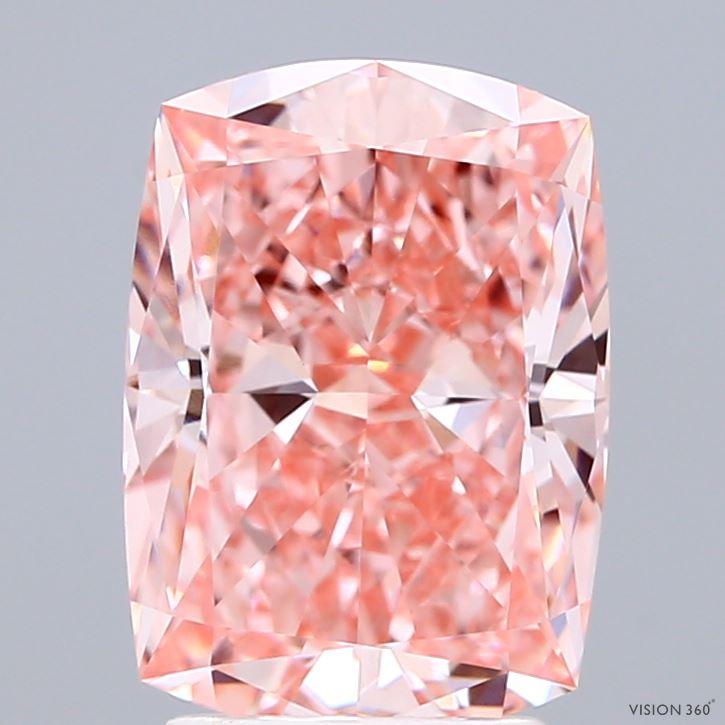 3.29 Ct. Fancy Vivid Pink Cushion Lab Grown Diamond