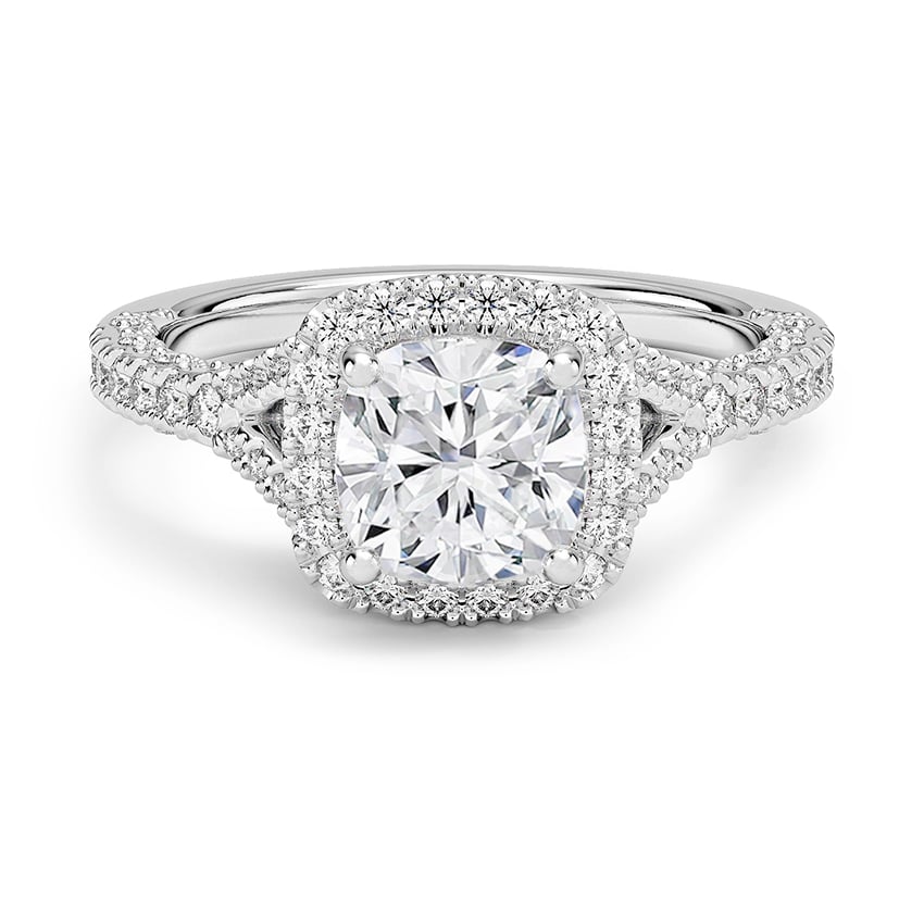 Custom Split Shank Halo Diamond Ring