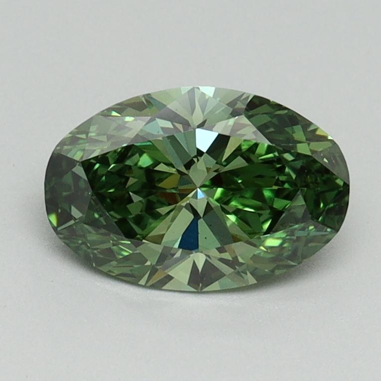 0.93 Ct. Fancy Vivid Green Oval Lab Grown Diamond