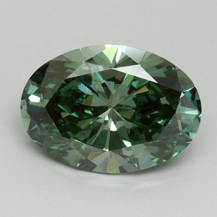 3.02 Ct. Fancy Vivid Green Oval Lab Grown Diamond
