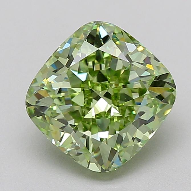 2.07 Ct. Fancy Vivid  Green Cushion Lab Grown Diamond