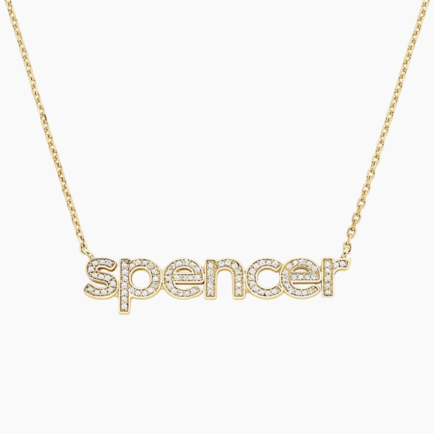 Gold block on sale name necklace